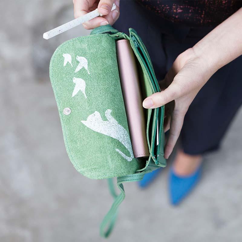 Leather bag, Cat Chase, available in several colors